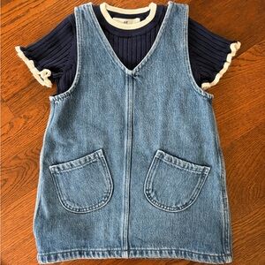H&M Denim Dress with Navy Knit Top
